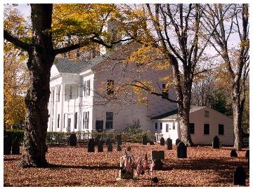 Hopkinton Town Hall with abutting Old Hopkinton Cemetery, 10-14-13